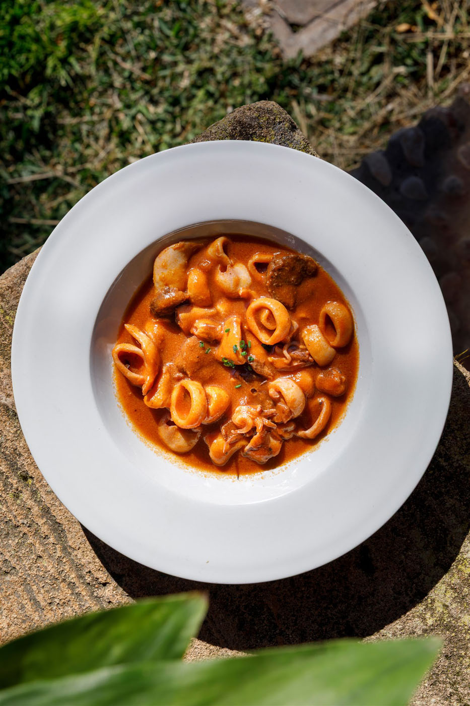 Calamares en salsa marinera servidos en Son Terrassa, restaurante de cocina típica de Mallorca