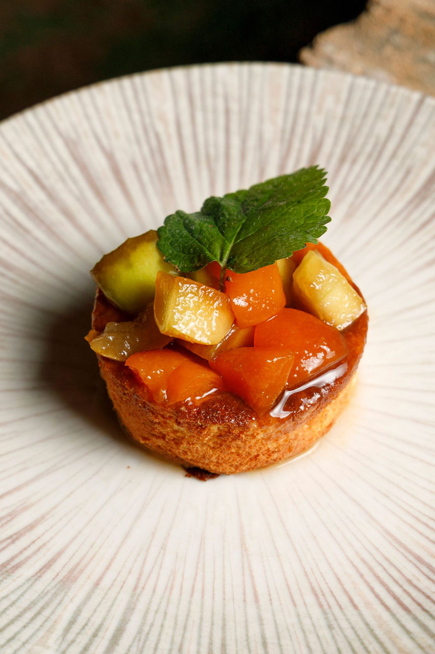 Postre fresco, biscocho con frutas, Son Terrassa